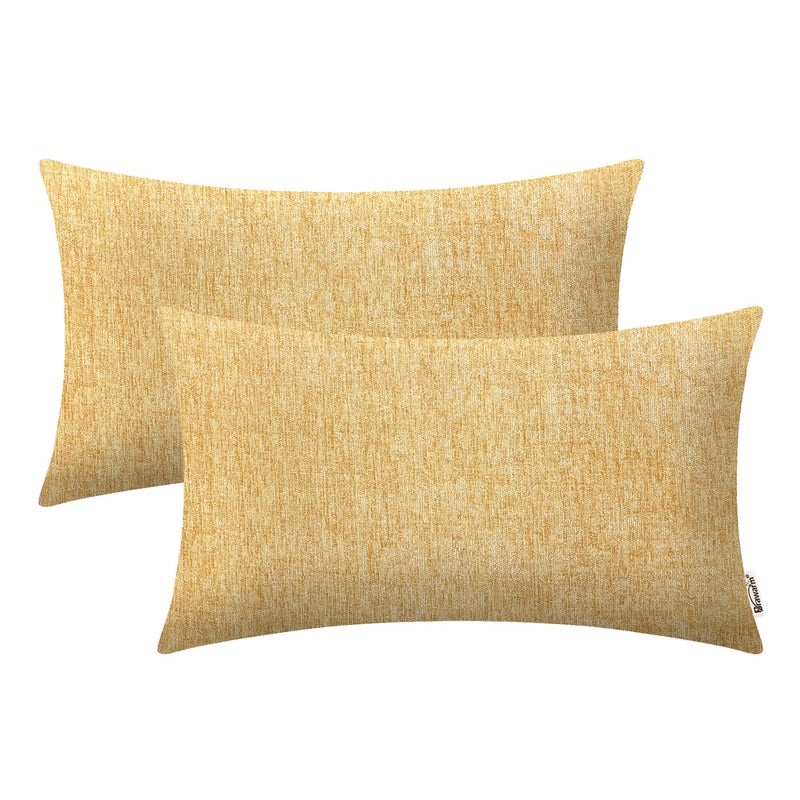 BRAWARM Throw Pillow Covers 12x20 Inches - Gold Chenille Lumbar Pillow Covers Pack of 2, Solid Dyed Soft Chenille Pillow Cases for Couch Sofa Bed Home Decoration - Image 1